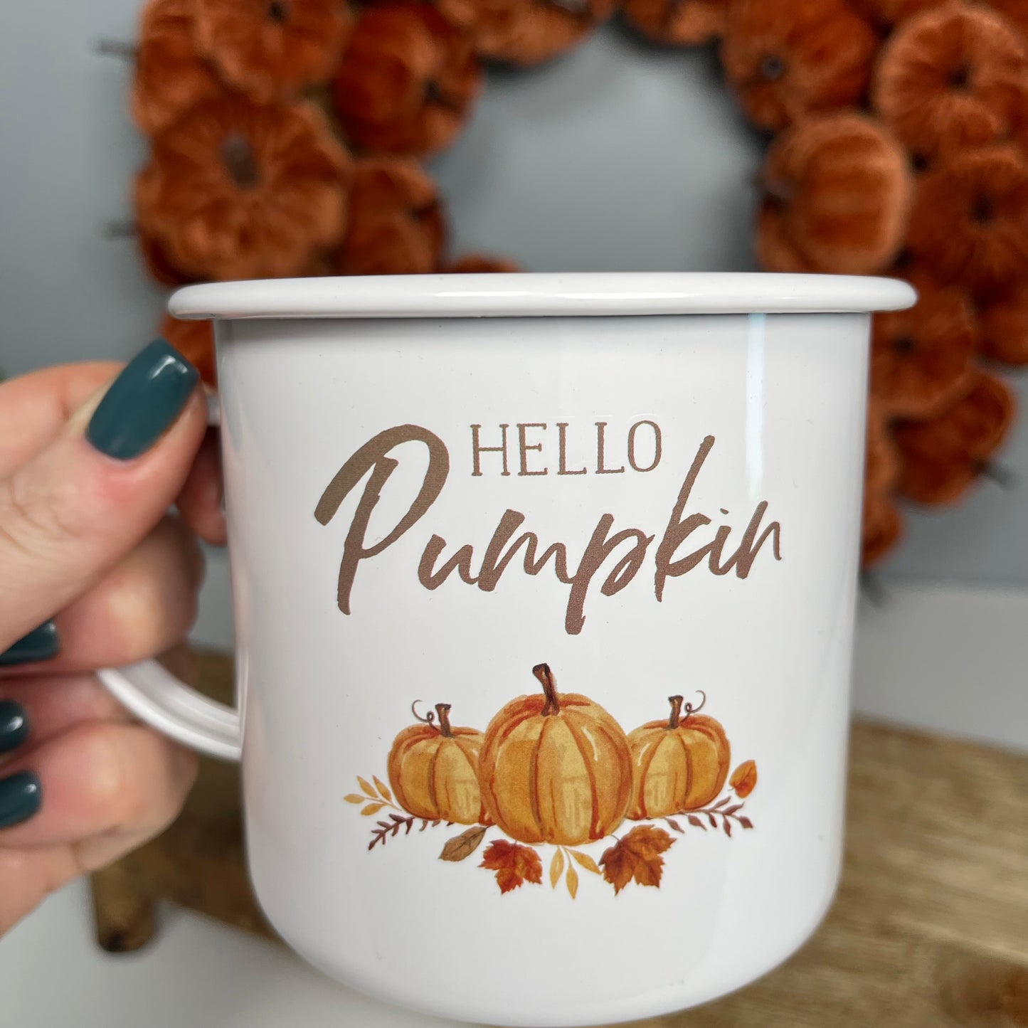 Hello Pumpkin Enamel Mug