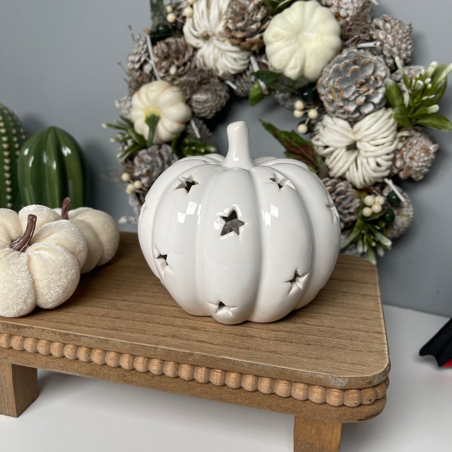 White Pumpkin Tealight Holder