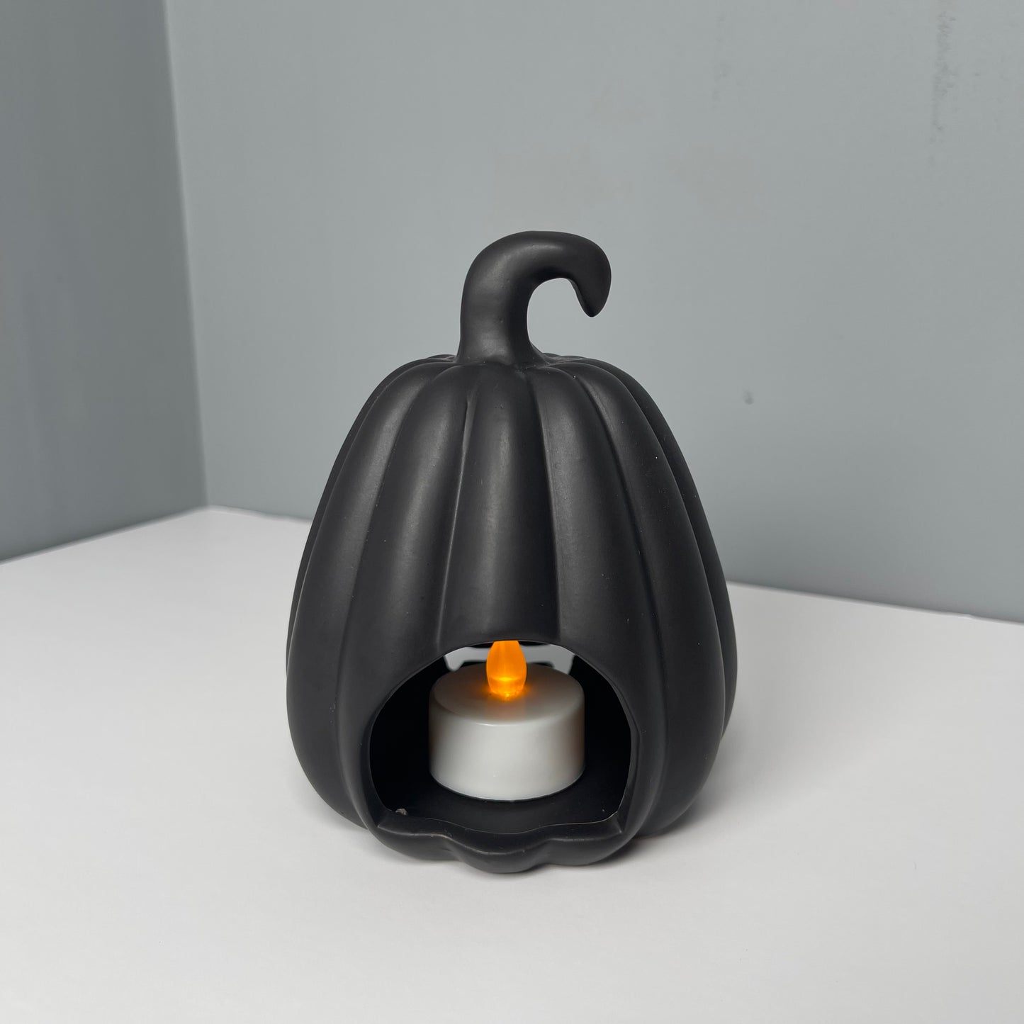 Matt Black Carved Pumpkin Lantern