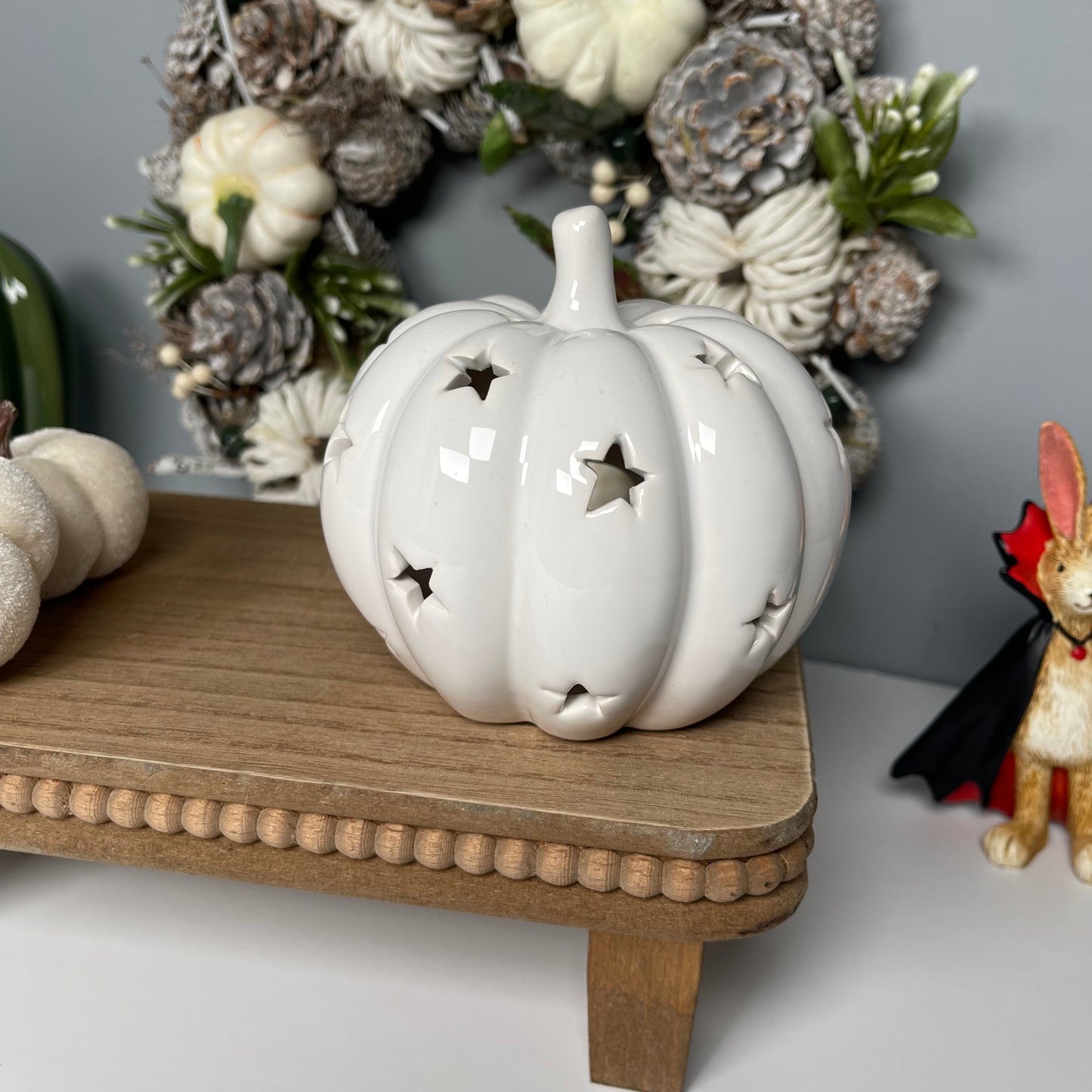 White Pumpkin Tealight Holder