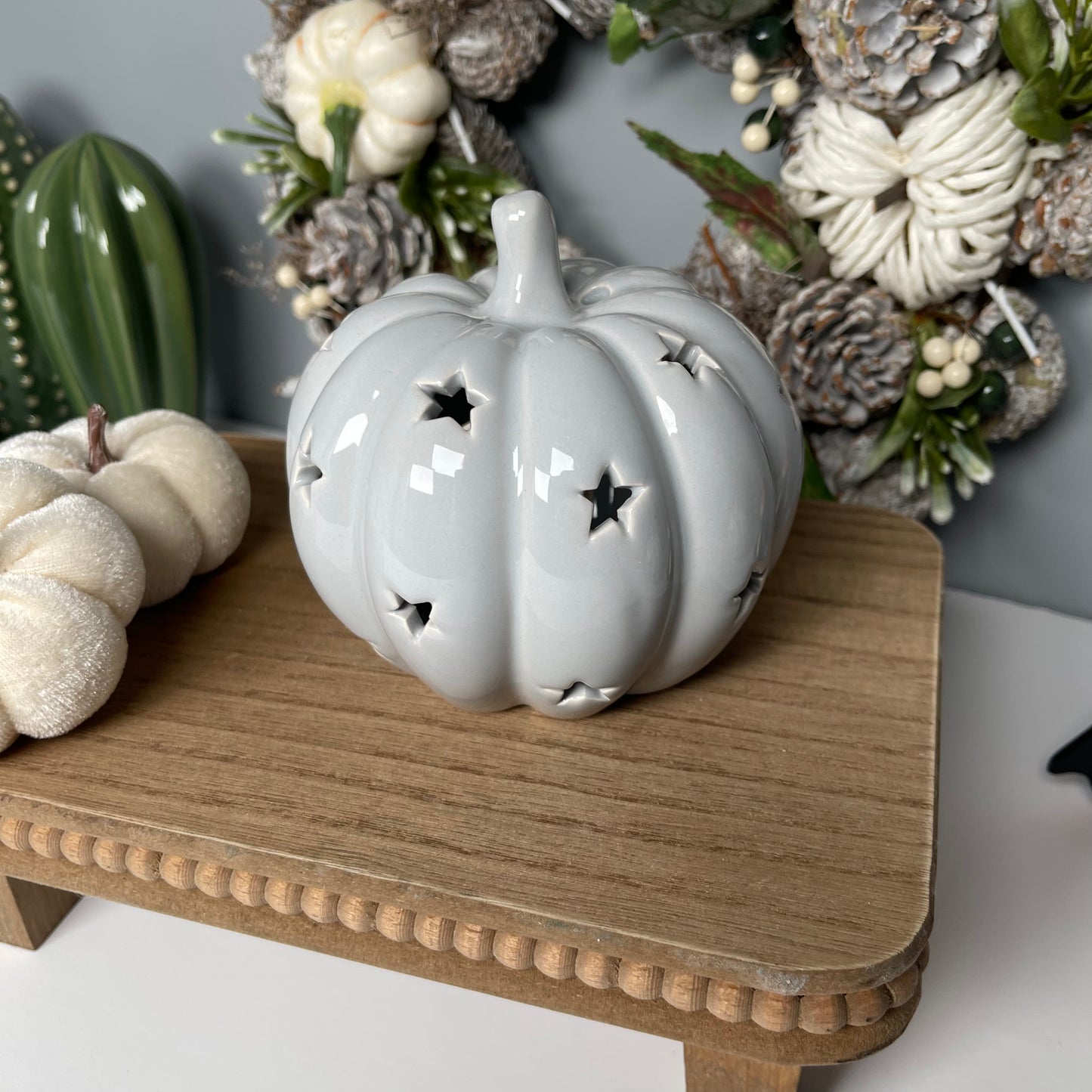 Grey Pumpkin Tealight Holder