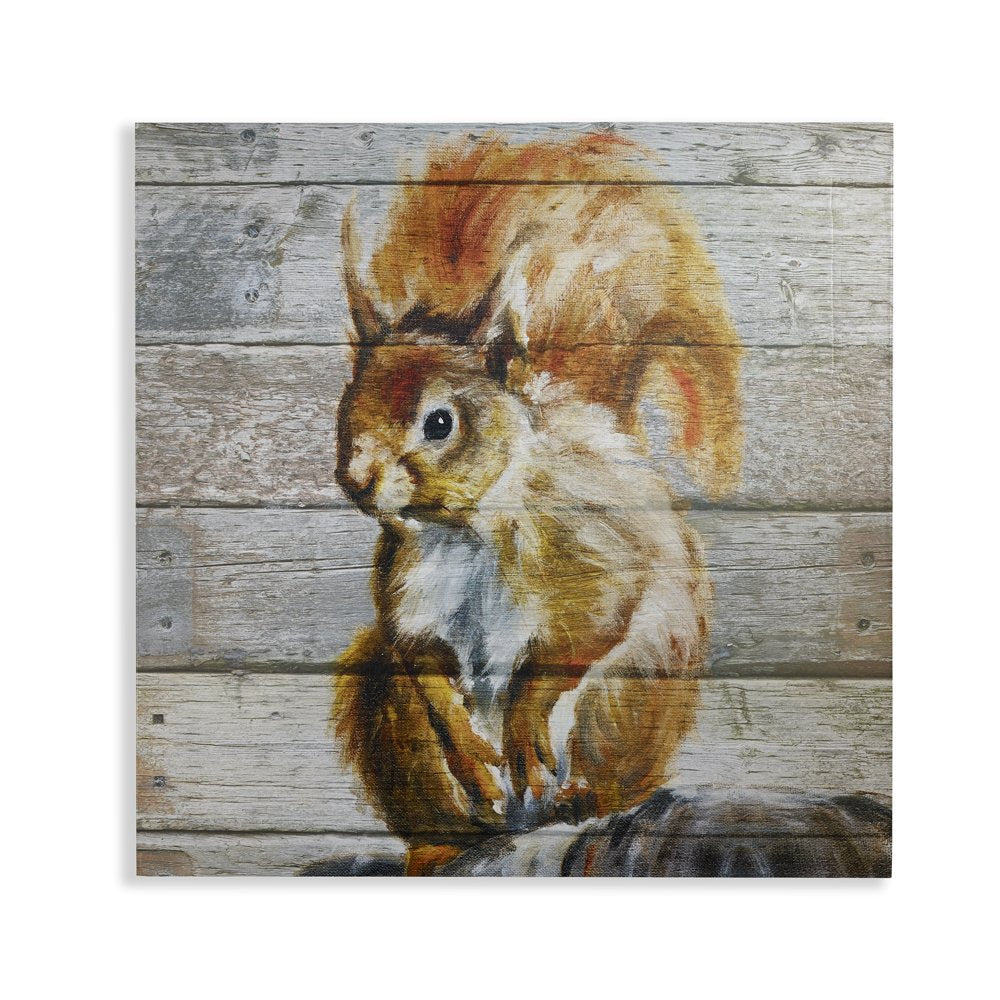 Arthouse Tufty Wooden Plaque, Polyester, Orange, 40 x 40 x 2.5 cm