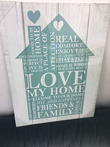 Love My Home Welcome Home Wooden Effect Wall Art Hanging Wall Art