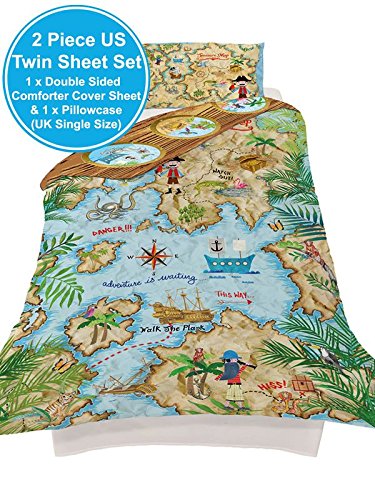 Single Bed Duvet Set Pirates Kids Boys Bedroom Decor