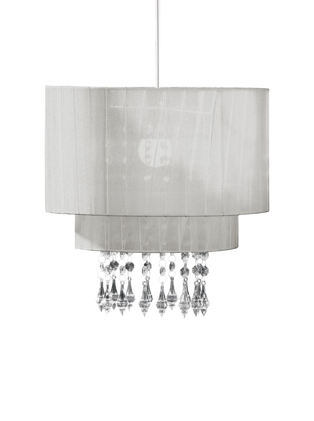 Premier Housewares Riband Voile Beaded Pendant Shade, 31 x 20 x 20 cm - Silver