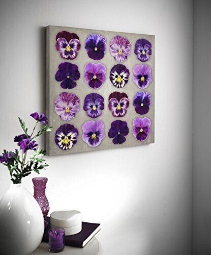 Purple Pansy Floral Flower Canvas Wall Art Picture Home Decorative 48 cm RRP £16