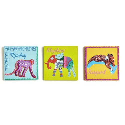 Arthouse Jungle Animals Set of 3 Each Printed Canvas is 20 x 20 cm Approx Bedroom
