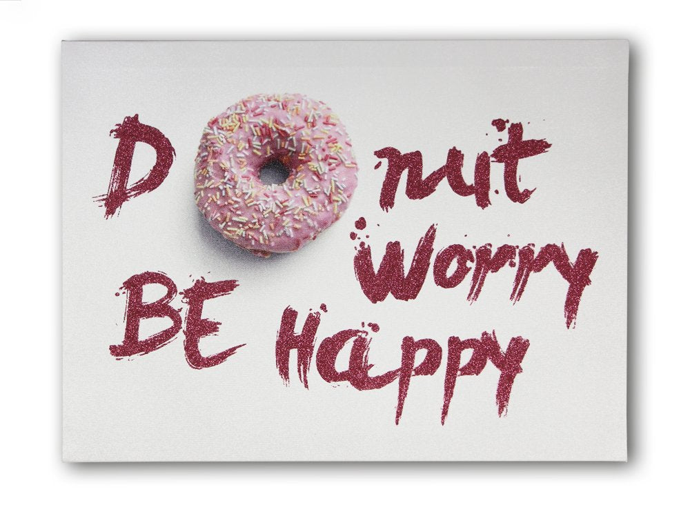 Be Happy Donut Doughnuts Wall Art Canvas Girls Bedroom Wall Decor 40 x 50cm