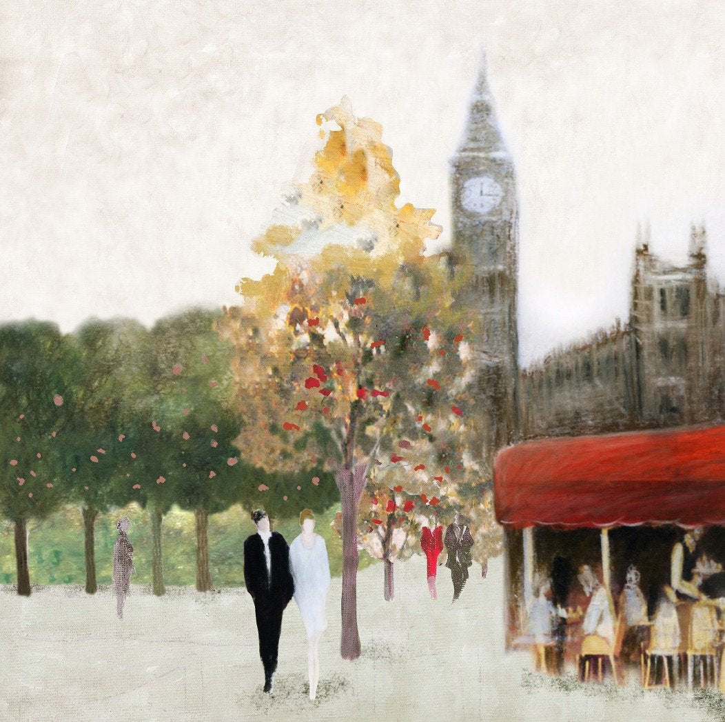 Romantic London Canvas Wall Art Picture Home Decor 40 x 40 cm Approx RRP £20.00