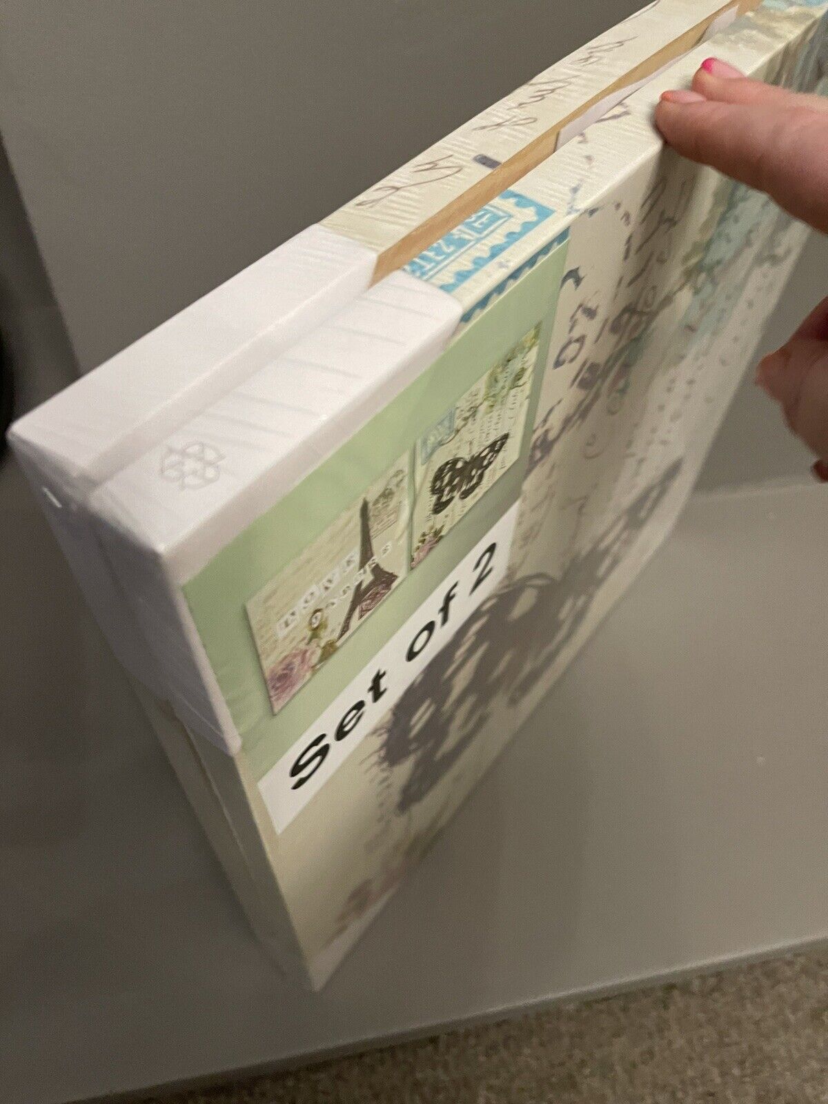 Set of 2 Parisian Collage Printed Canvas Wall Art Hanging Picture 40cm RRP £30