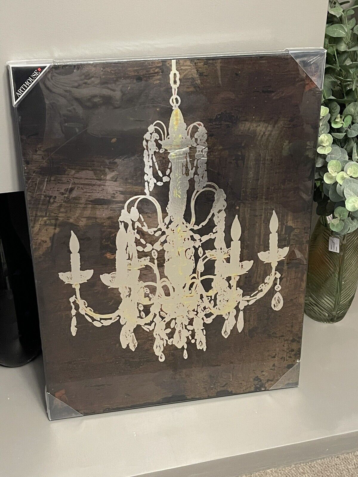 Bronze Chandelier Foil Printed Canvas Wall Art Hanging Picture 80x 60cm RRP £49