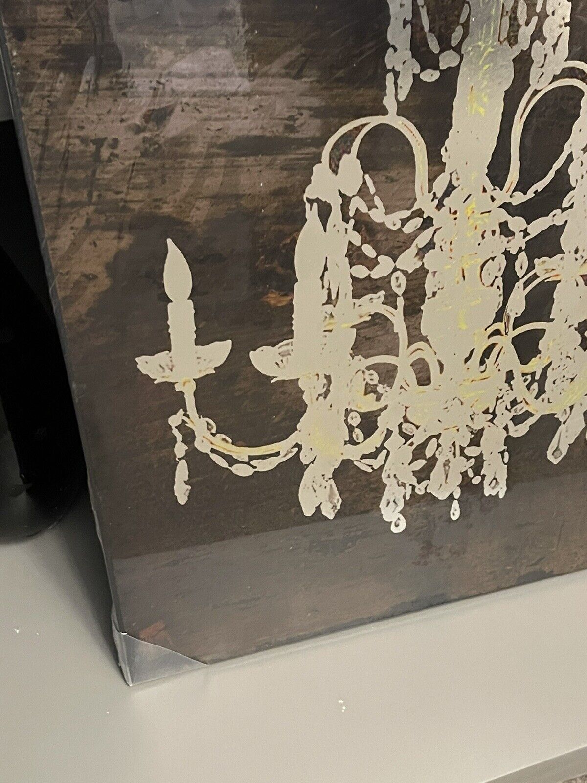Bronze Chandelier Foil Printed Canvas Wall Art Hanging Picture 80x 60cm RRP £49
