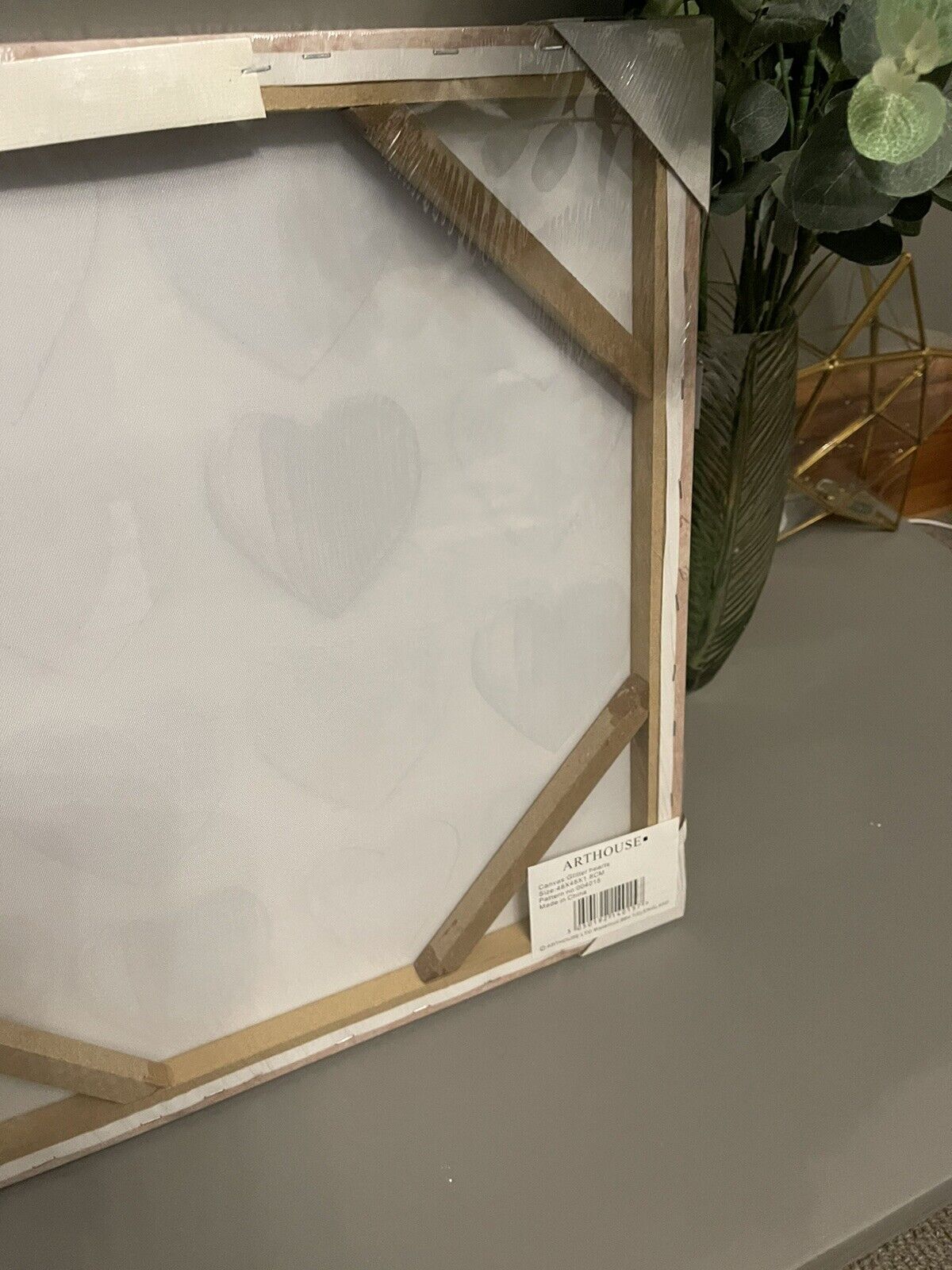 Glitter Hearts Love Printed Canvas Wall Art Hanging Picture 48cm RRP £20