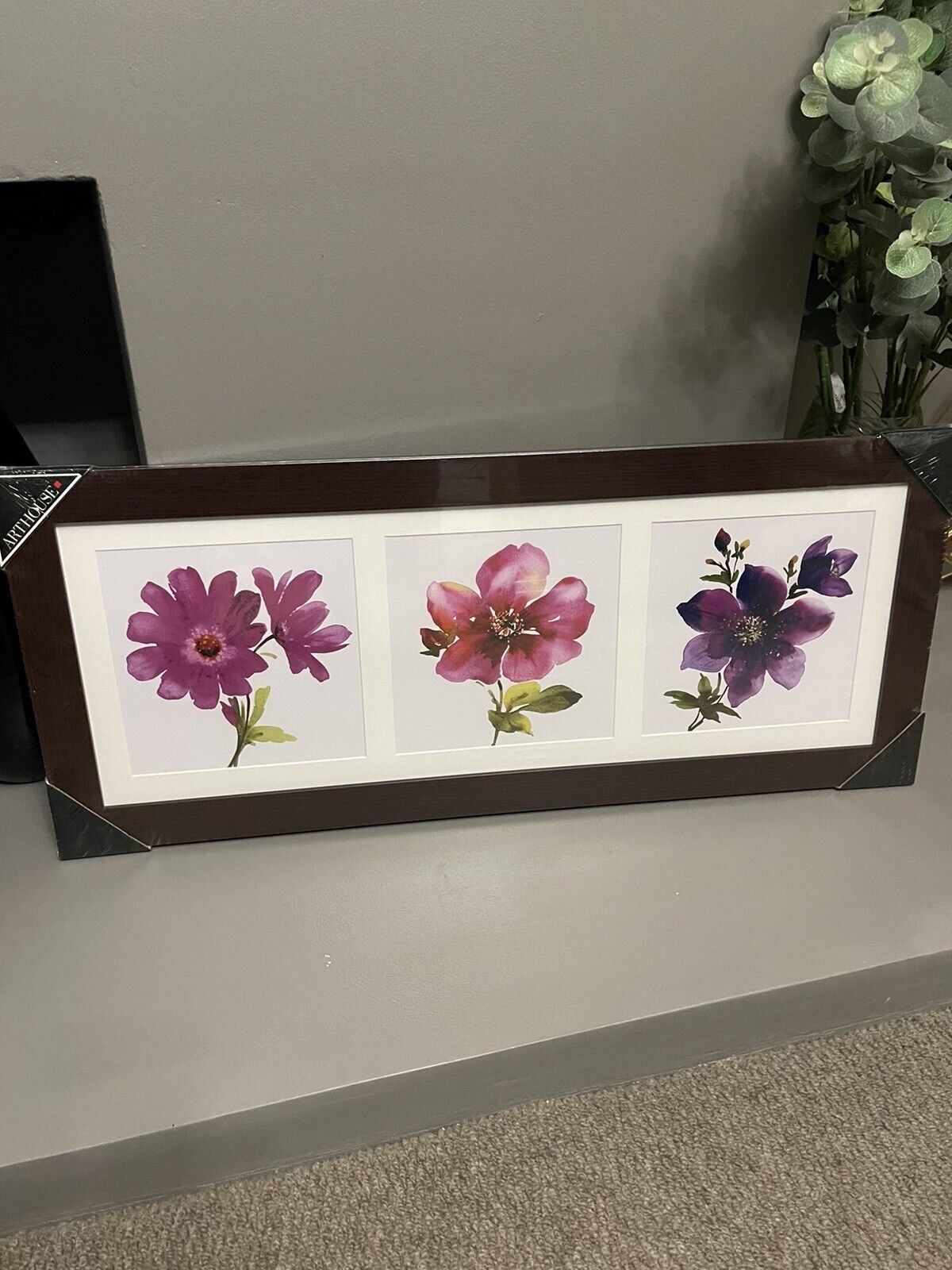 Pink Purple Flowers Floral Framed Hanging Wall Art Print Home Decor RRP £35