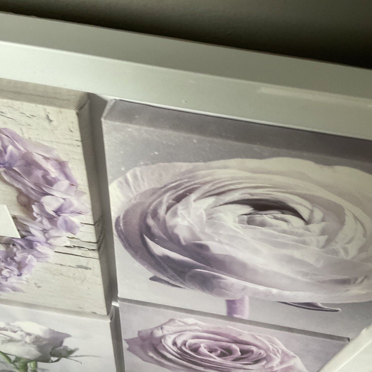 Pretty Floral Multi Canvas White Framed Large Size 90 X 90 Wall Art RRP£60