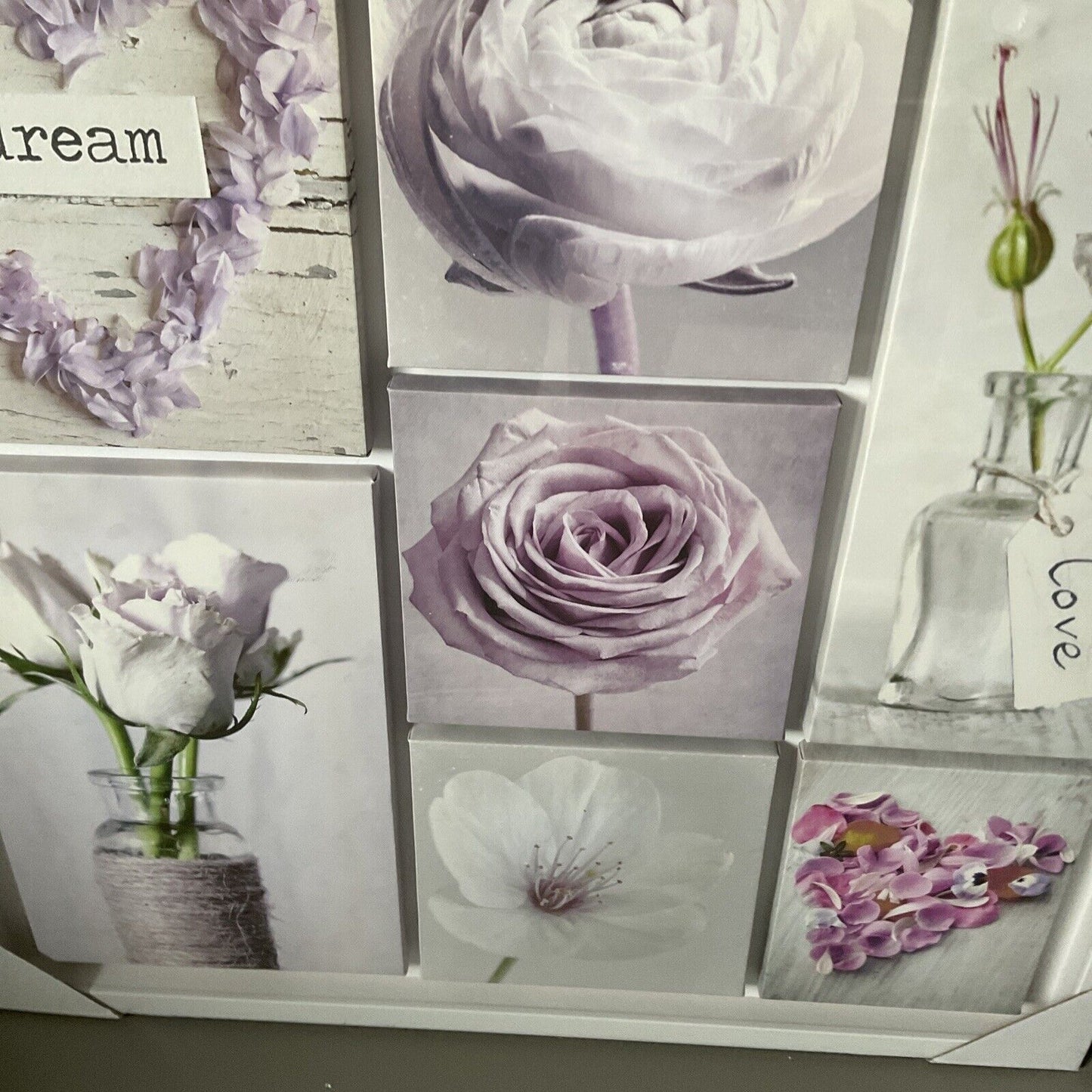 Pretty Floral Multi Canvas White Framed Large Size 90 X 90 Wall Art RRP£60