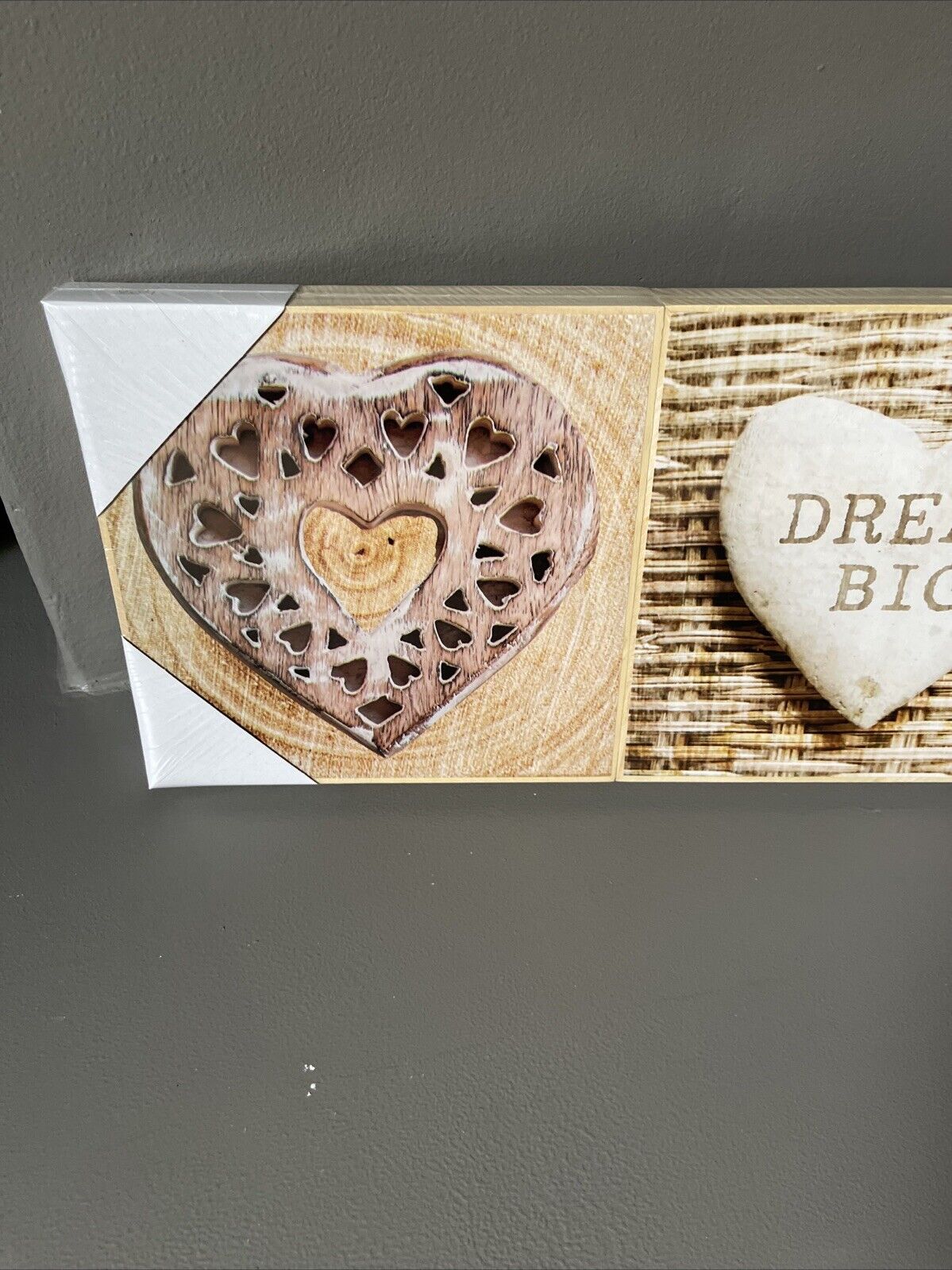 Hearts Set 3 Wooden Printed Wall Art Hanging Wall Pictures 20 X 20Cm Home Decor