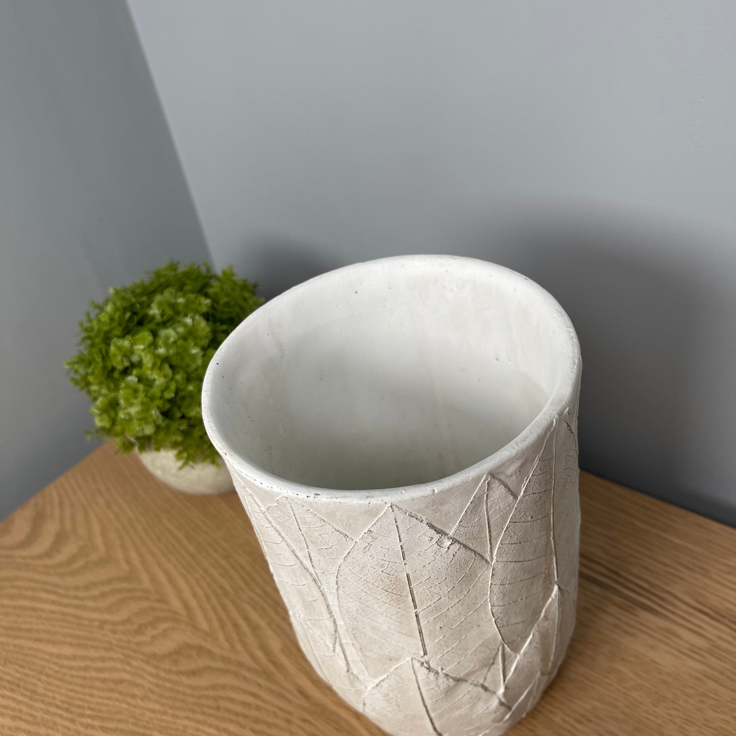 White Leaf Embossed Vase