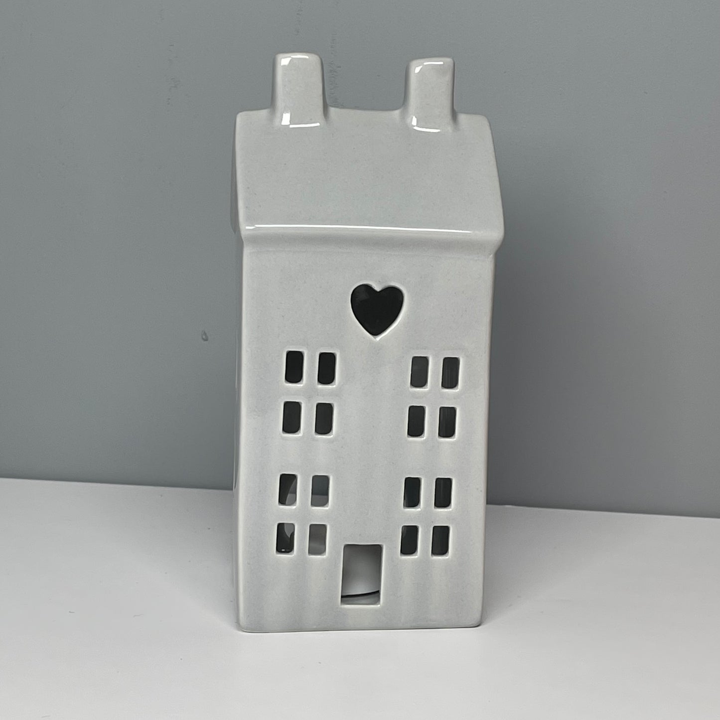 Grey House Tealight Holder with Led Tealight