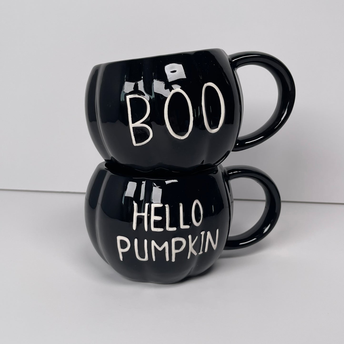Black BOO - Pumpkin Shaped Mug