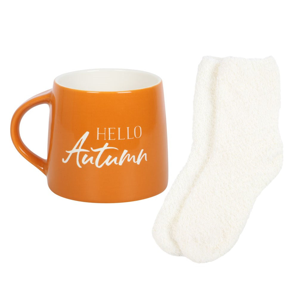 Hello Autumn Orange Mug & Socks