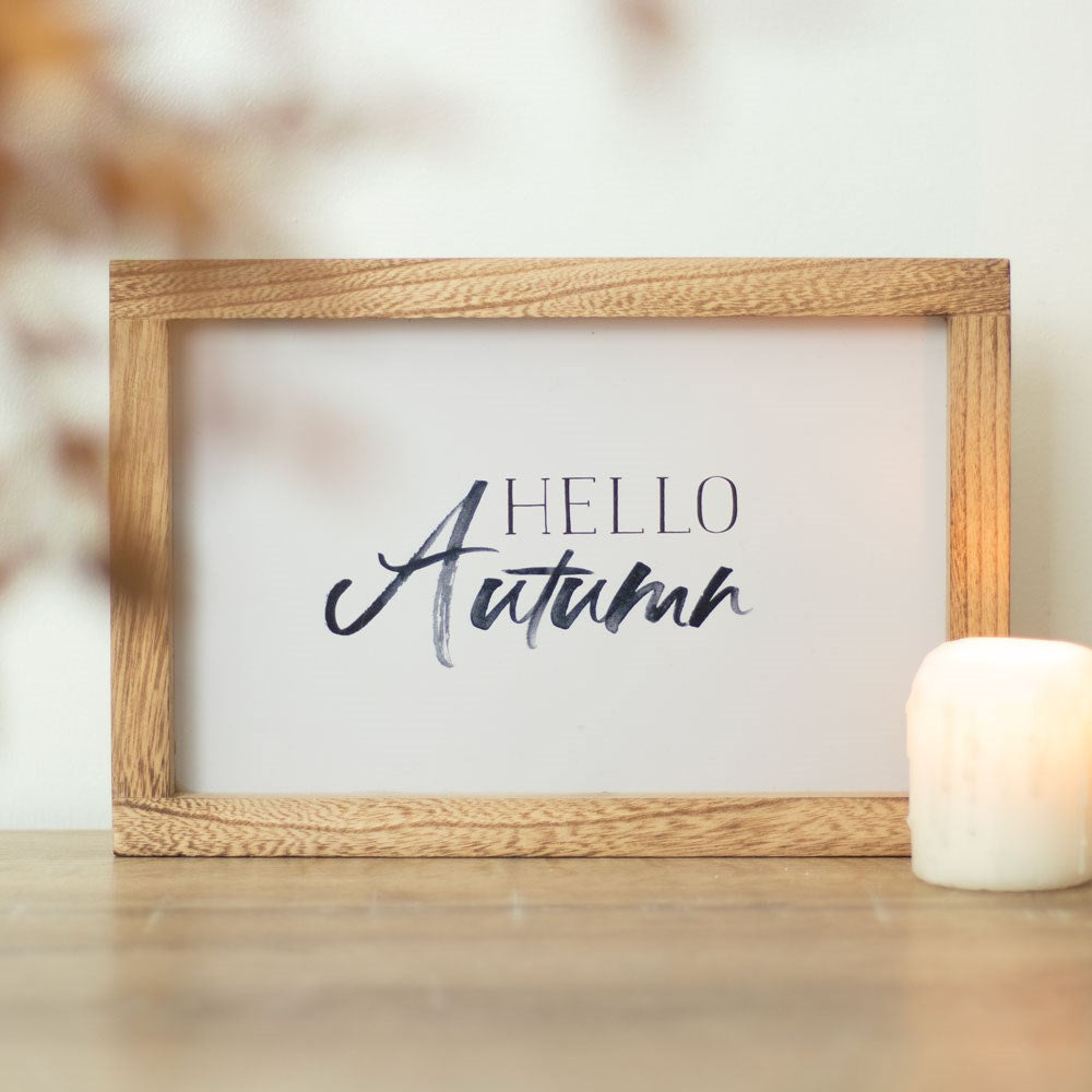 Hello Autumn Rustic Wooden Framed Sign