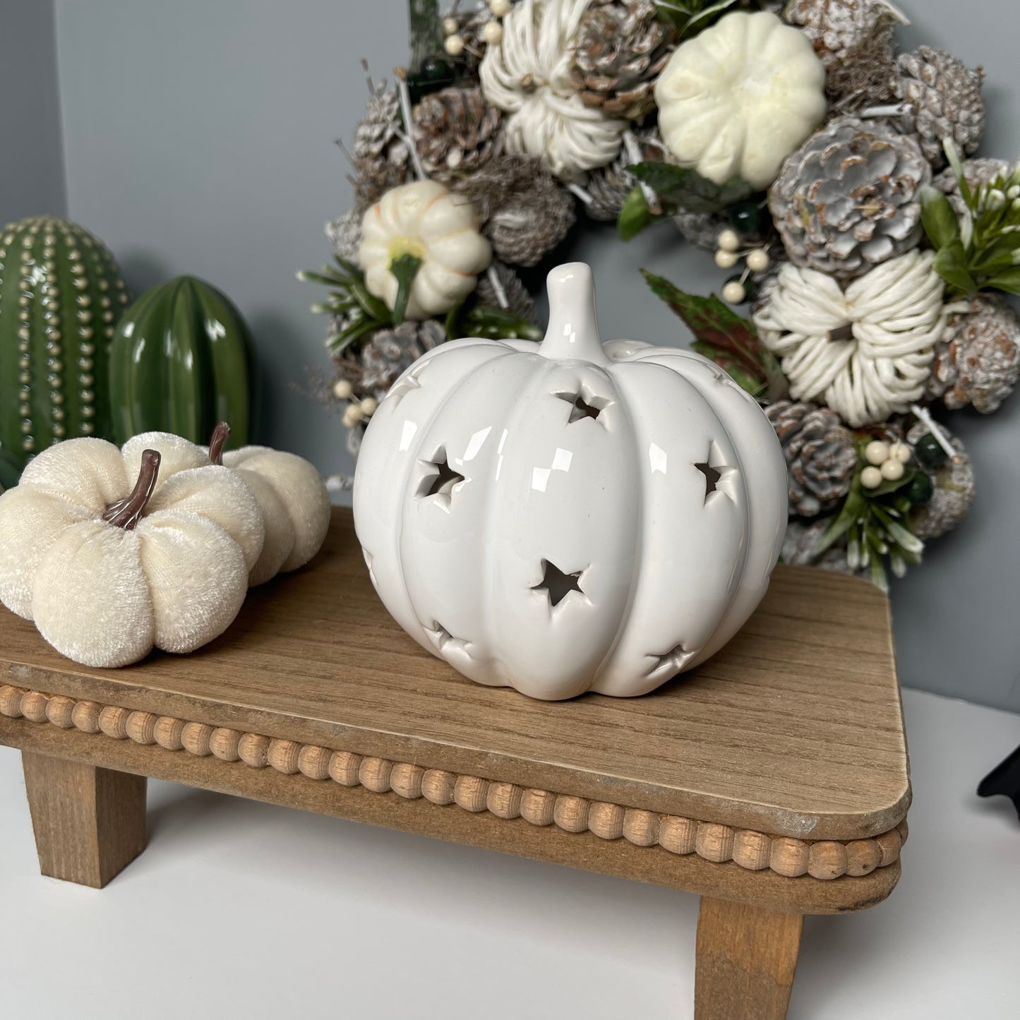 White Pumpkin Tealight Holder