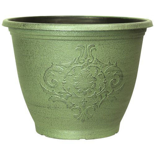 Olive Green Stone Effect Planter 32 cm - Set of 2