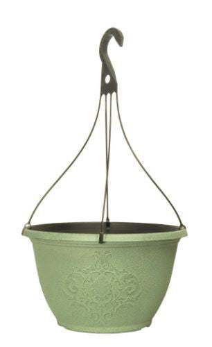 Olive Green Stone Effect Hanging Basket 32 cm - Set of 2