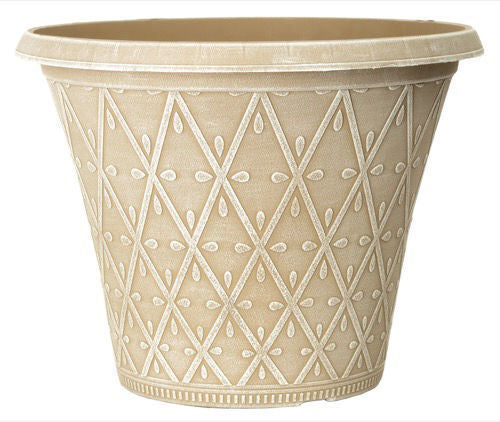 Powdered Ginger Stone Plastic Planter - 12"