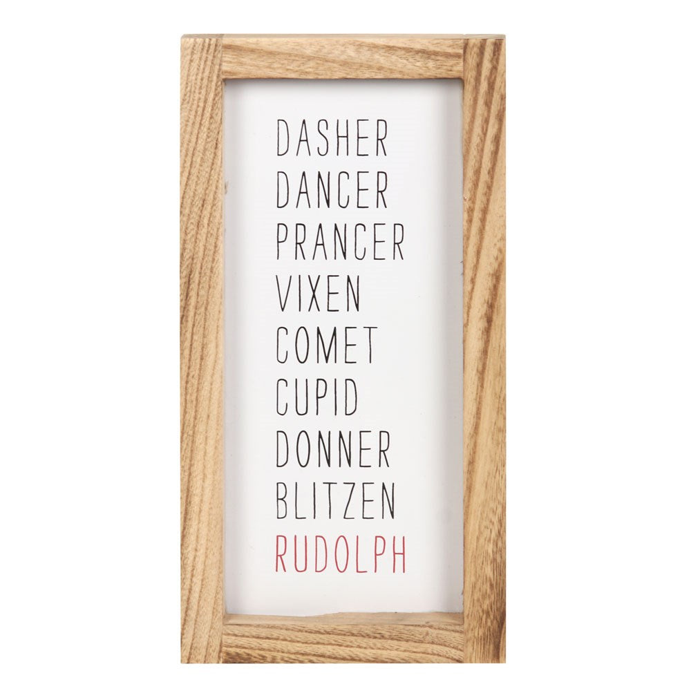 Chunky Wooden Framed Reindeer Names Sign