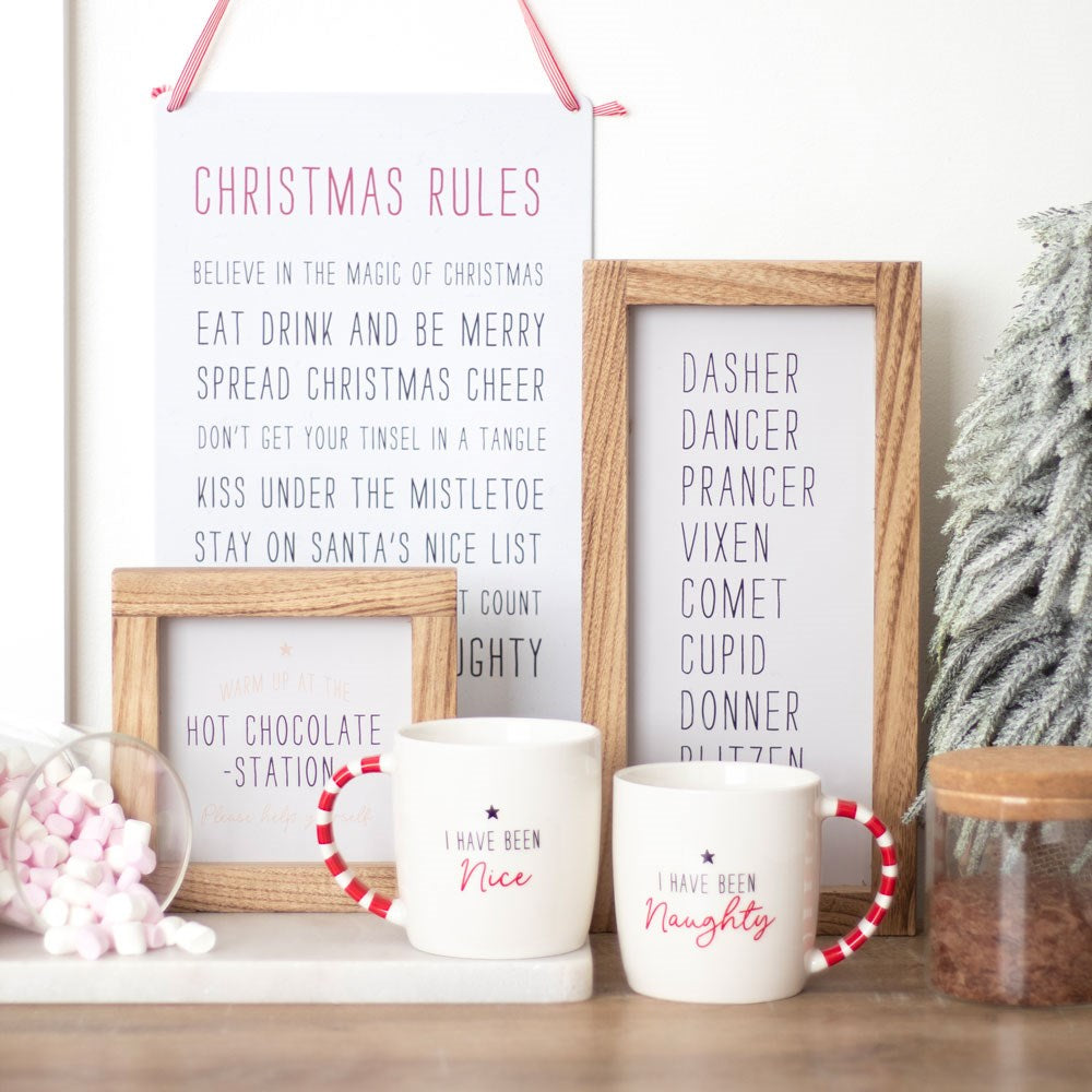 Chunky Wooden Framed Reindeer Names Sign
