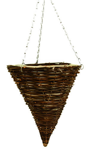 Brown Rattan Hanging Basket - 12"
