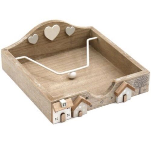 Wooden Hearts & Houses Napkin Holder