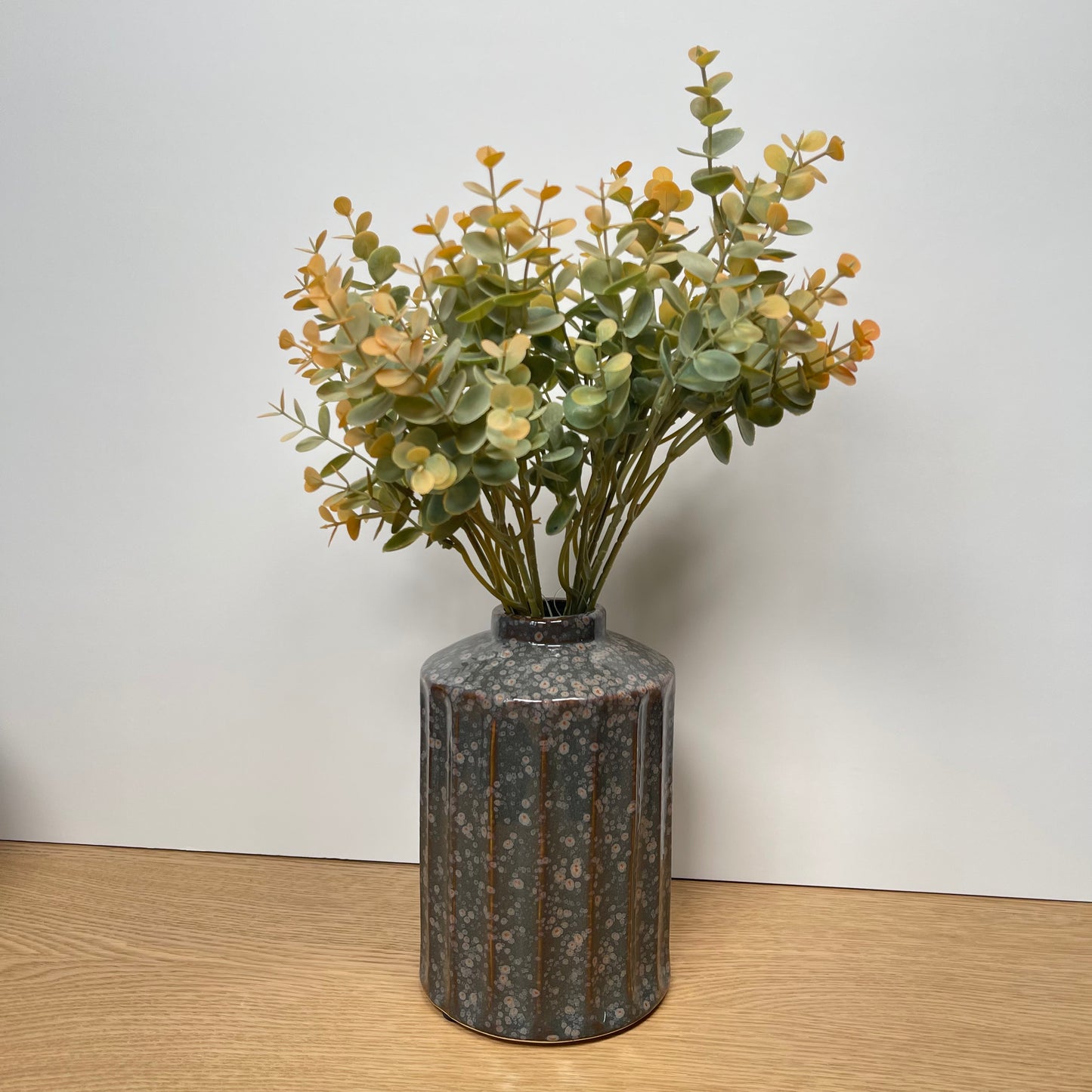 Glossy Speckled Riibbed Vase