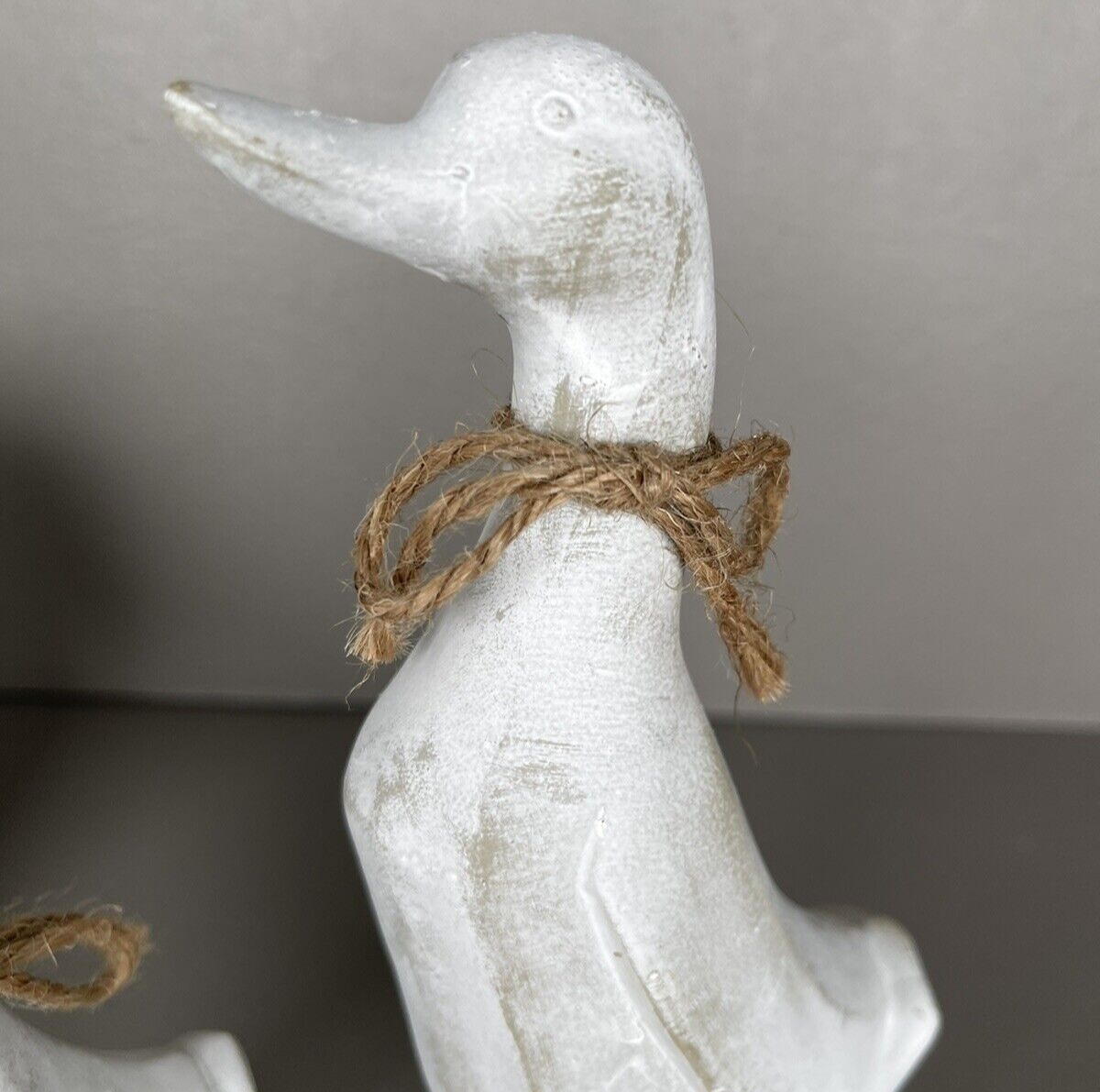 White Rustic Duck & Duckling - Set of 2