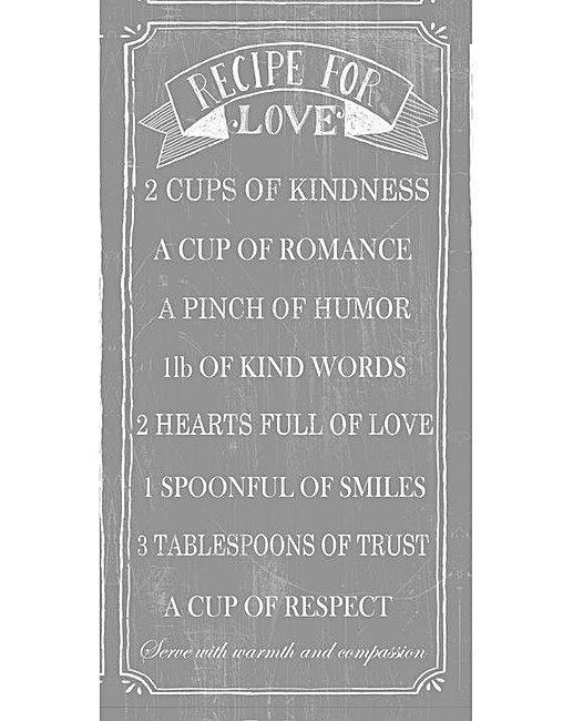 Large "Recipe for Love" Grey Canvas Print