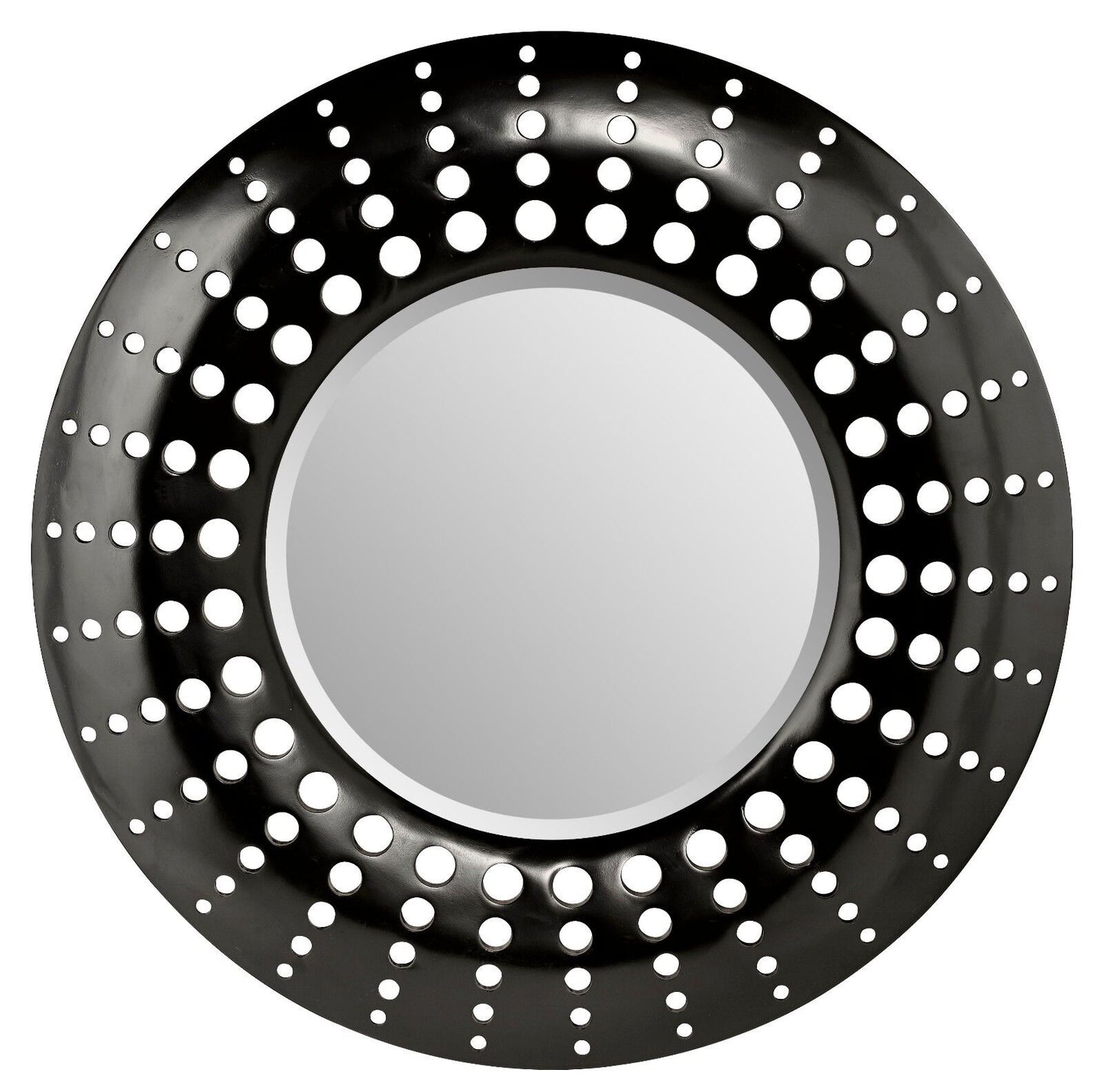 Large Round Black Mirror Wooden Frame | Framed Wall Hanging Mirror 80cm
