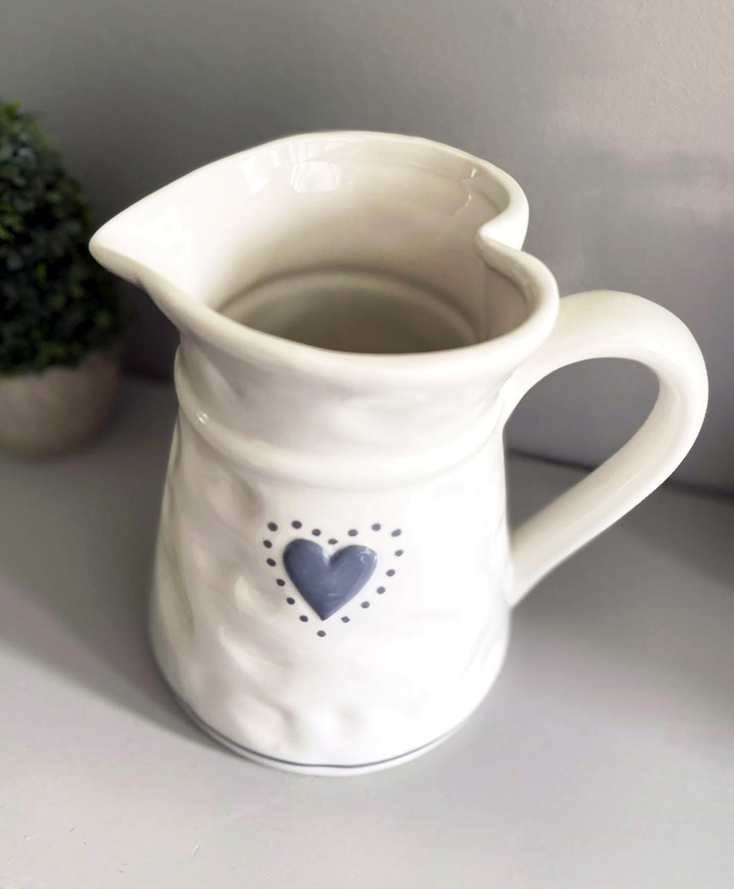 Grey & White Dimpled Jug with Heart Detail