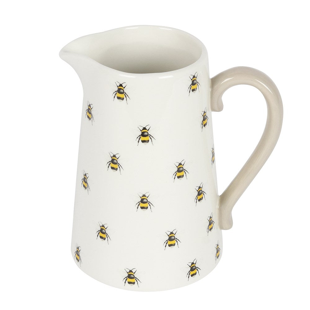 White Ceramic Bee Flower Jug