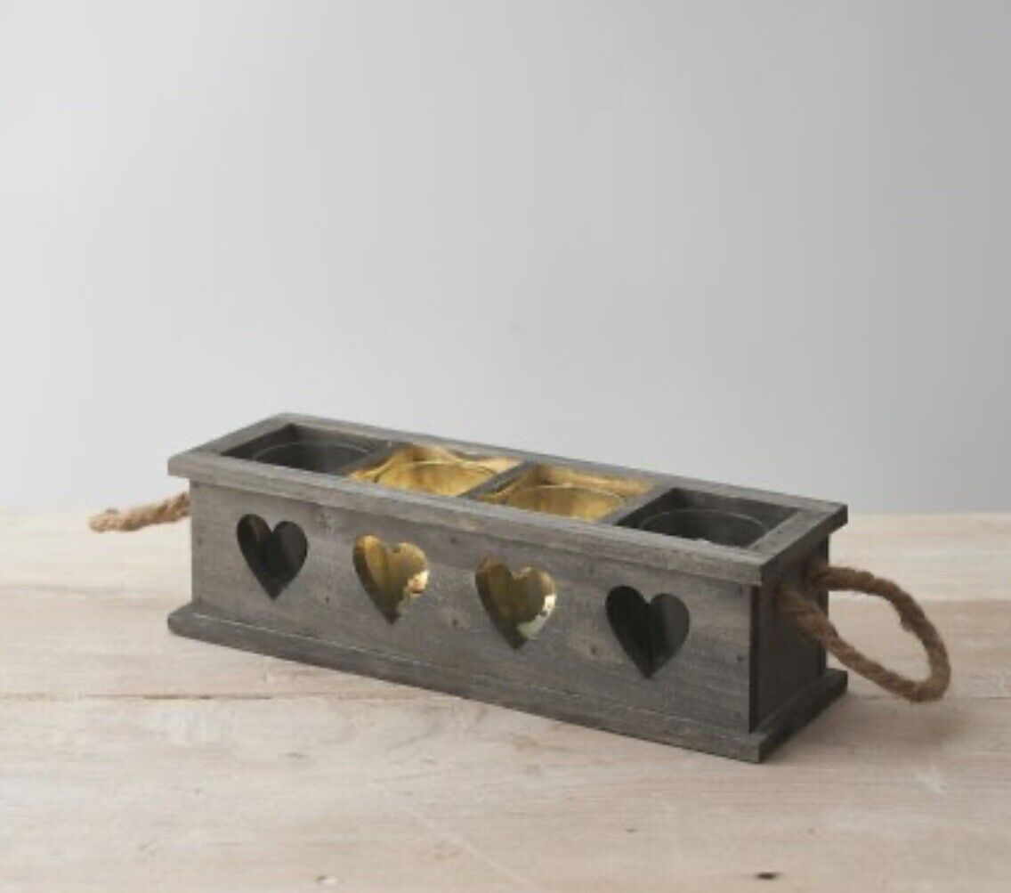 Grey Wooden Candle Tray - 26cm