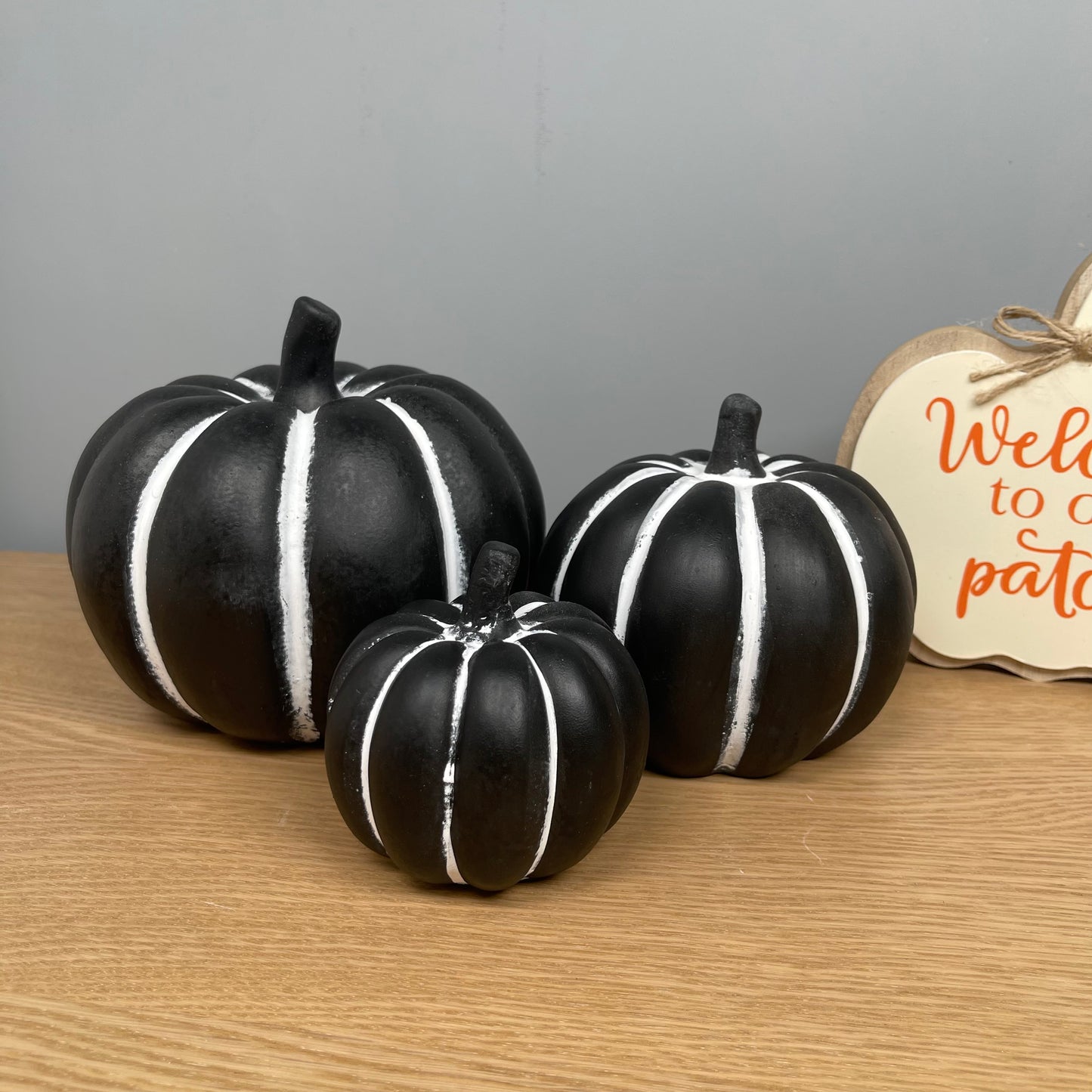 Black & White Cement Pumpkin