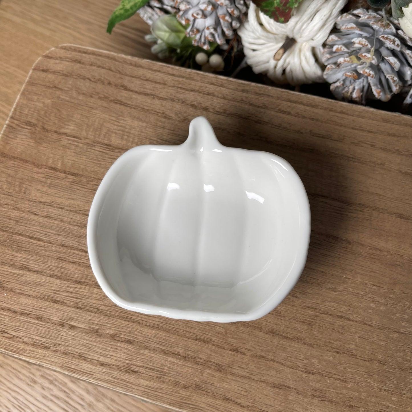 Glossy White Pumpkin Dish