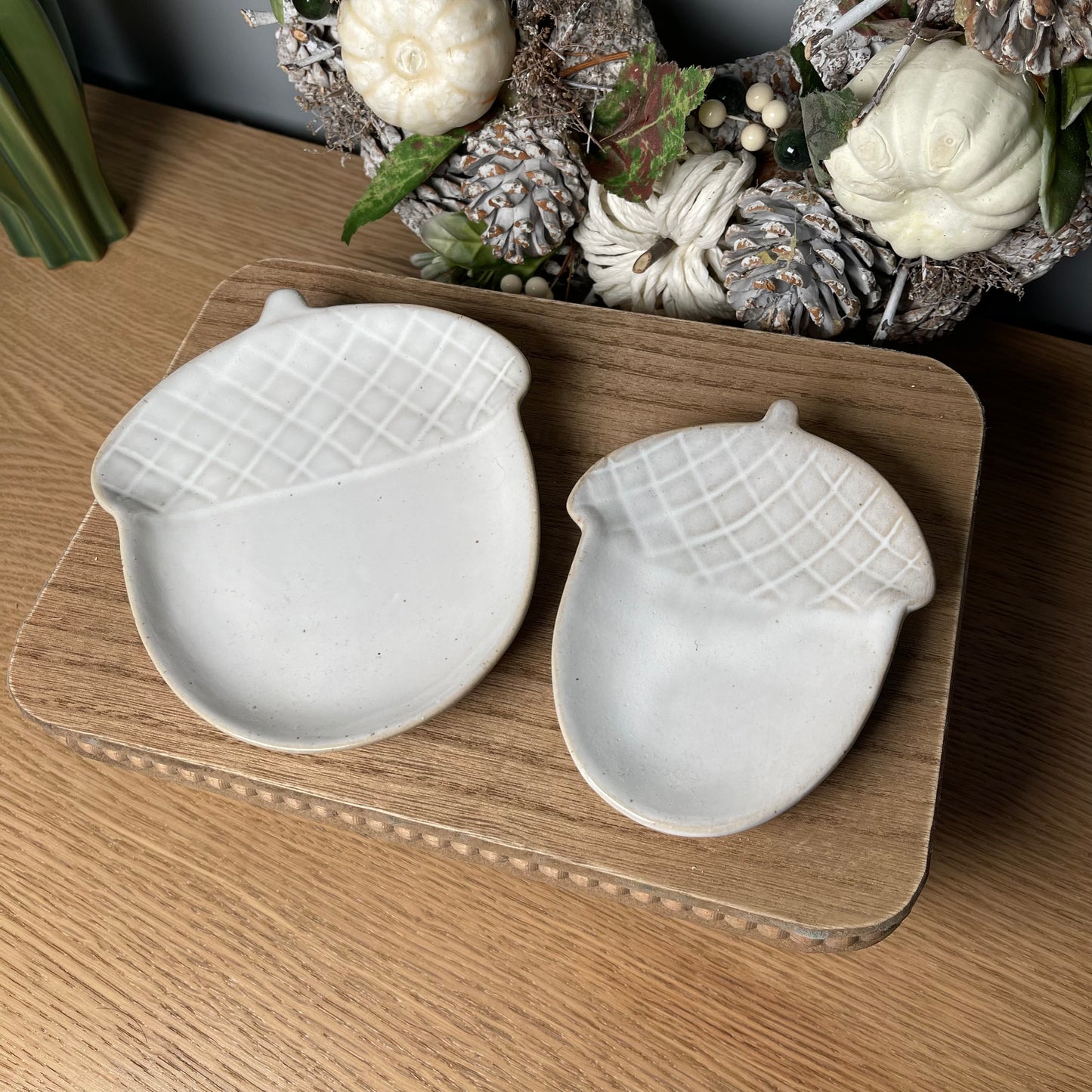 Glossy White Acorn Dish