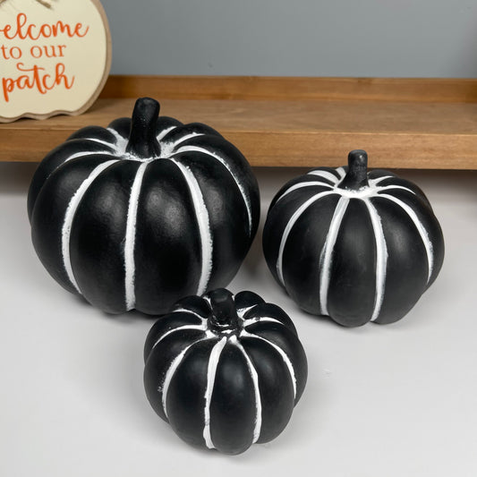 Black & White Cement Pumpkin