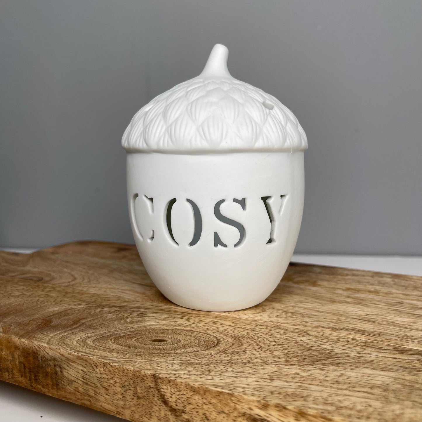 White Acorn Tealight Holder
