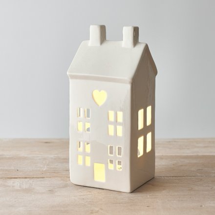 White House Tealight Holder with Led Tealight
