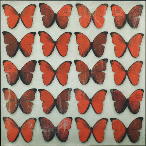 Scarlet Butterflies Metallic Wall Art