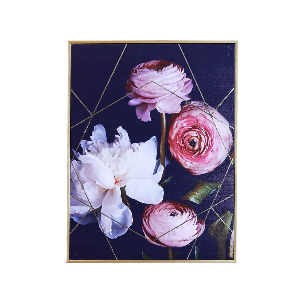 Arthouse Dark Floral Flower Capped Canvas Wall Art Home Decor 45 x 60 cm