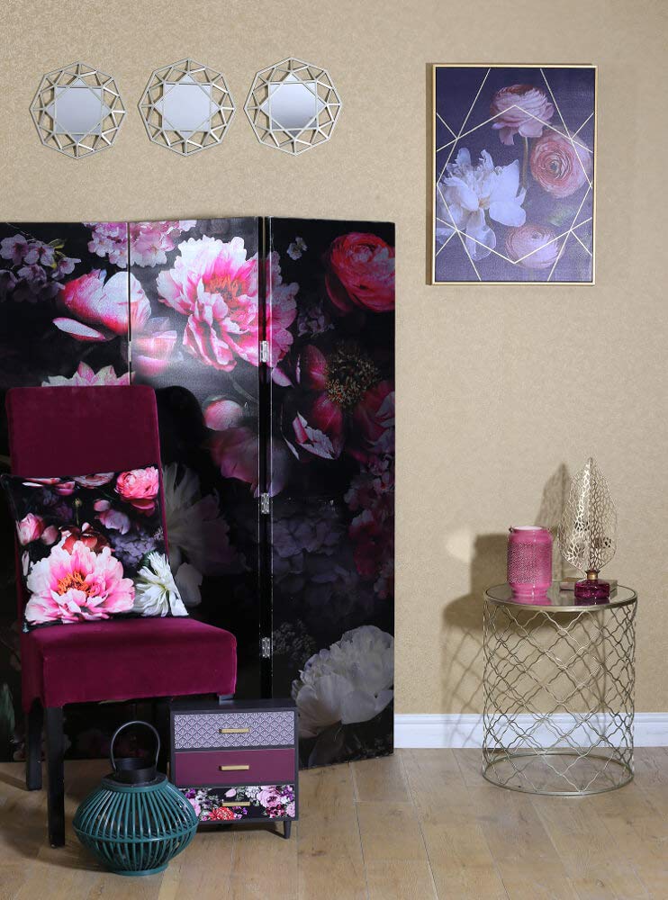 Arthouse Dark Floral Flower Capped Canvas Wall Art Home Decor 45 x 60 cm